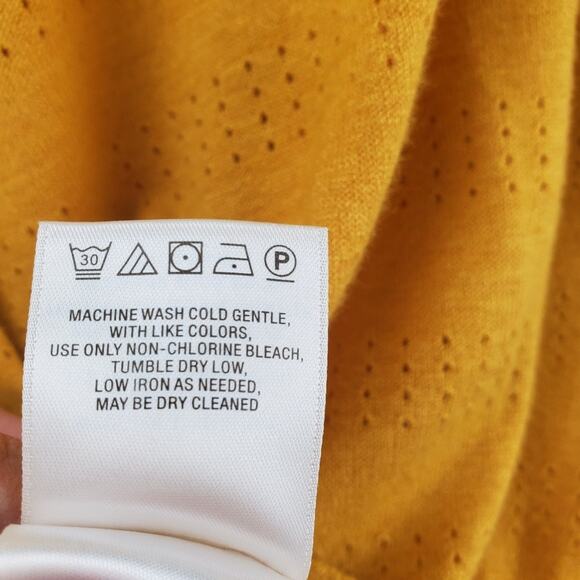 Anthropologie Peasant Knit Top Mustard Yellow Size Small Whimsy Earthy Shirt NWT - Picture 8 of 8